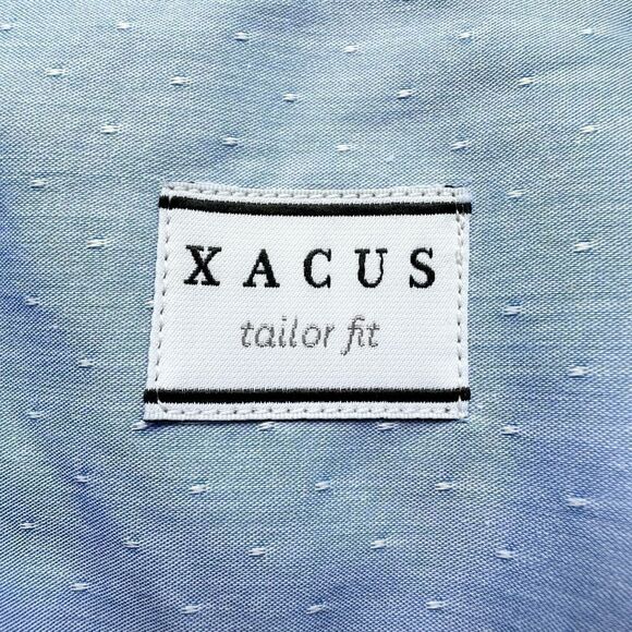 🔃Xacus Tailor Fit Blue Long Sleeve Button Down Dress Shirt - Picture 6 of 9